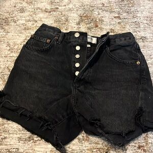 Agolde black denim Dee shorts